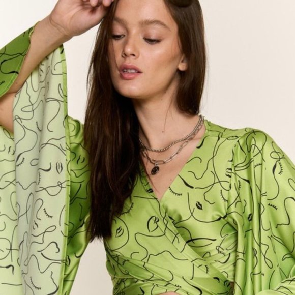 BRAND HERS & MINE, SIZE S-M-L WOMEN'S HANG LOOSE GREEN, LEMON GREEN, ORANGE TOP - Picture 2 of 6